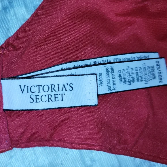 (5) 36DD VICTORIA'S SECRET Bra Lot - Red, Black, Gray, White - Body by Victoria